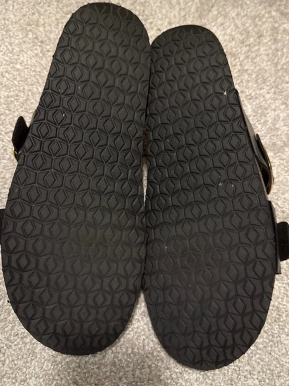Black Double Buckle Slide Sandals size 8